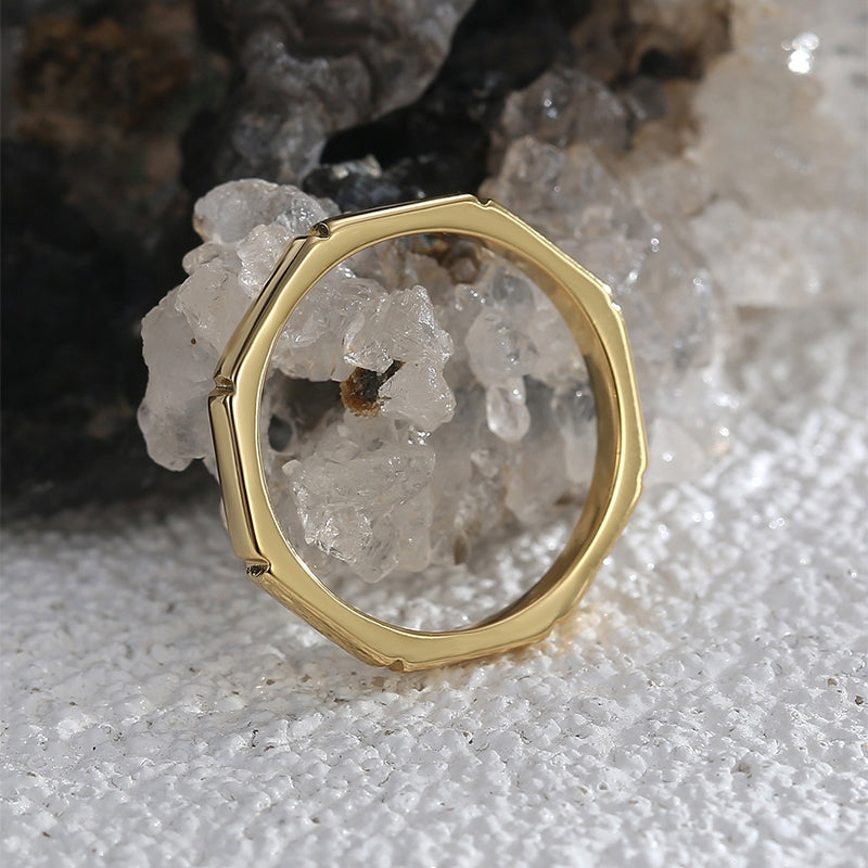 Minimalist Geometric 18k Gold Plated Copper Ring for Women