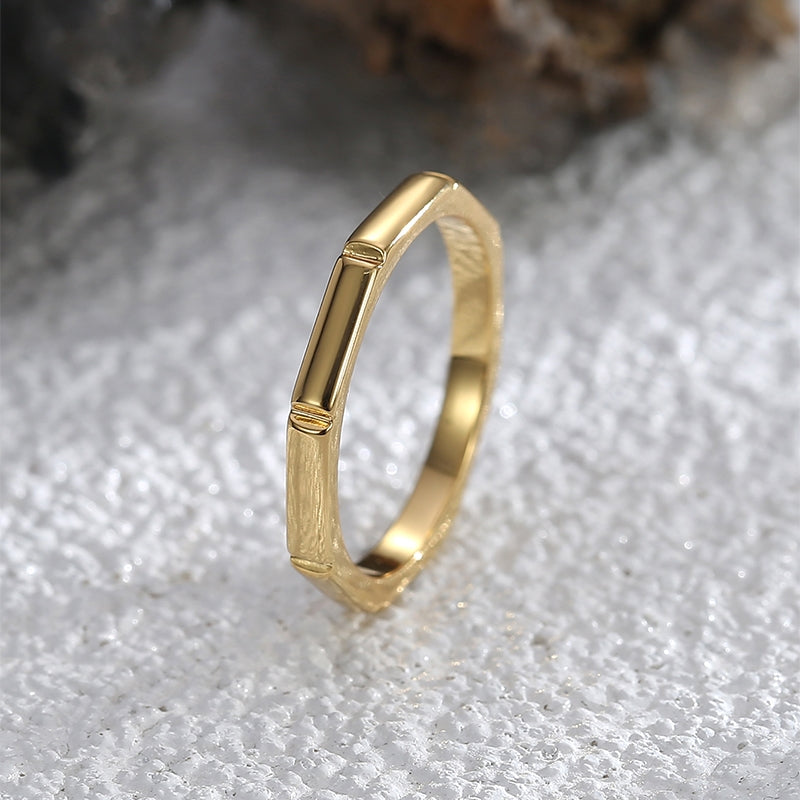 Minimalist Geometric 18k Gold Plated Copper Ring for Women