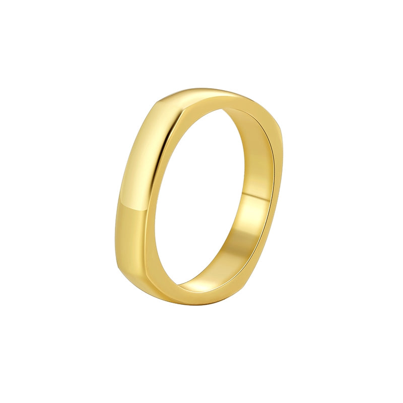 Minimalist Geometric 18k Gold Plated Copper Ring for Women