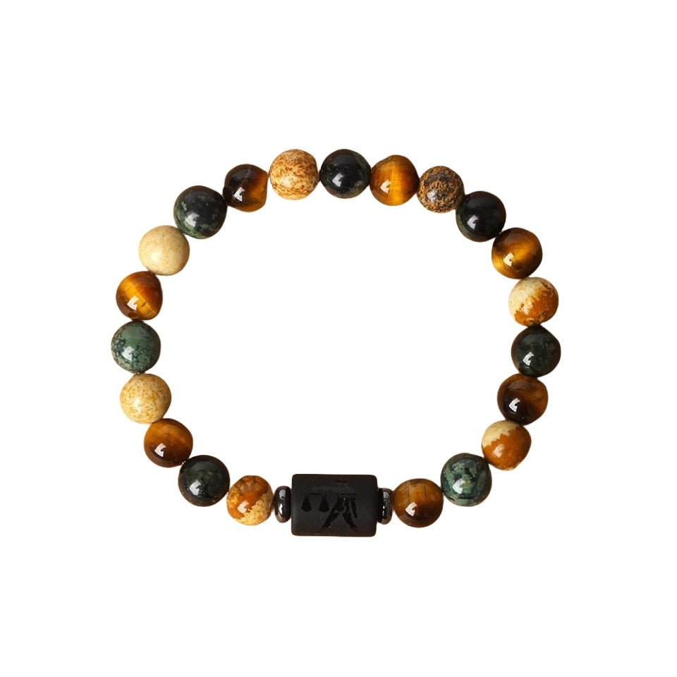 Casual Constellation Natural Stone Beaded Bracelets with Tiger Eye and Picture Stone