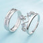 Casual Heart Crown Zircon Couple Open Ring Set