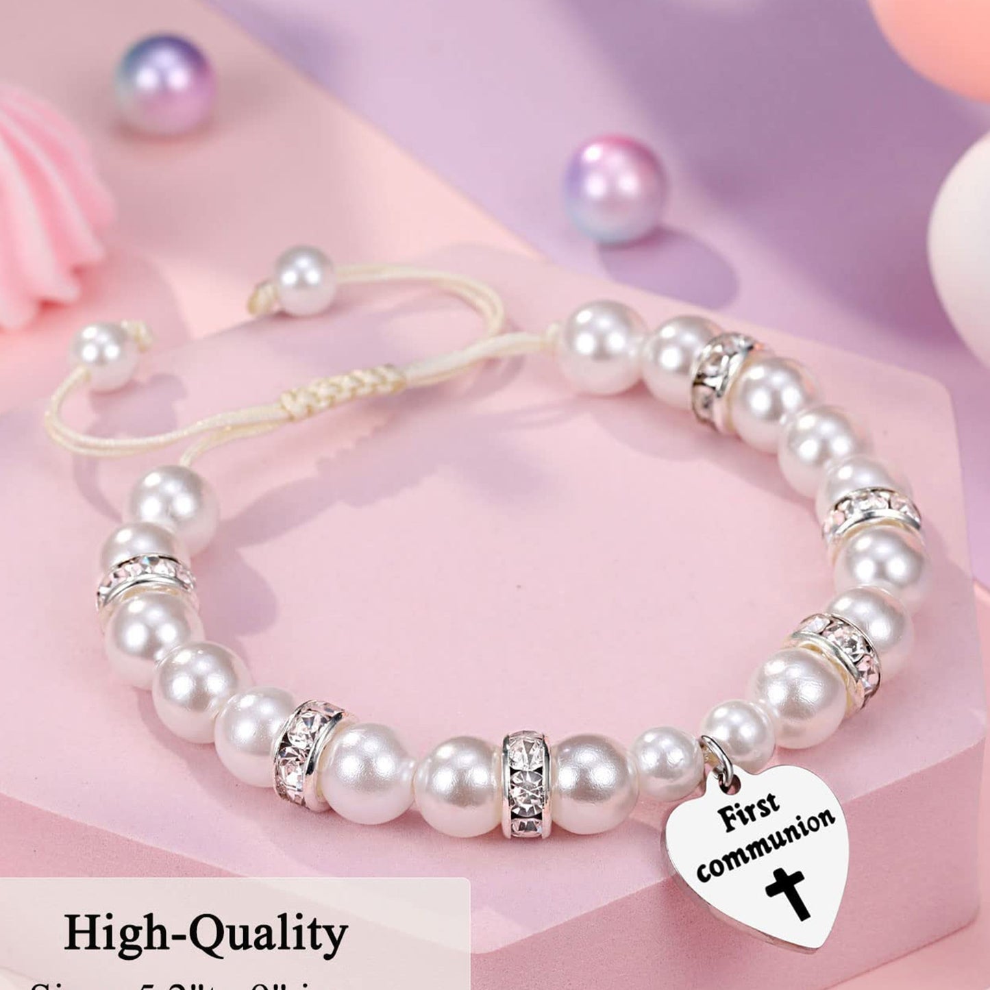 Casual Cross Heart Rhinestone Faux Pearl Rope Bracelet