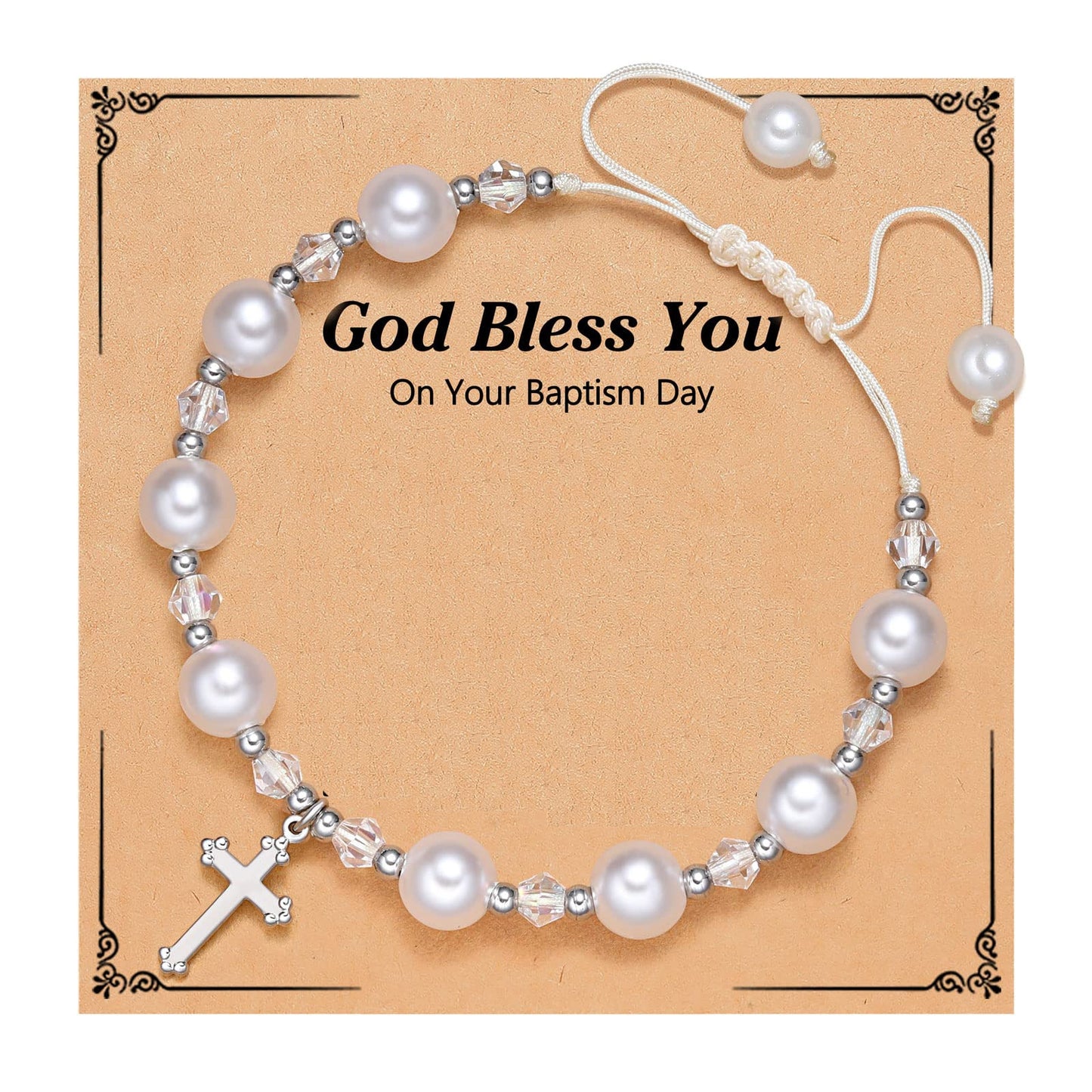 Casual Cross Heart Rhinestone Faux Pearl Rope Bracelet