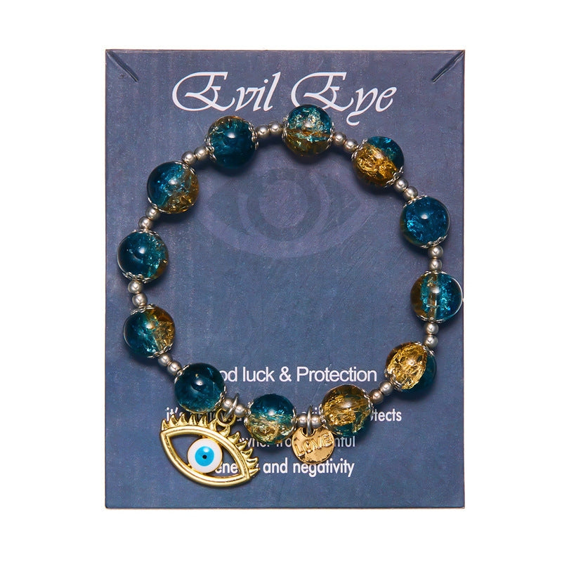 Evil Eye Crystal Beaded Unisex Bracelet