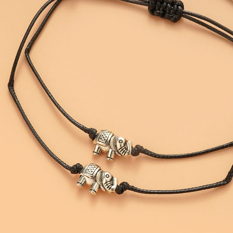 Casual Elephant Alloy Adjustable Wax Line Bracelet