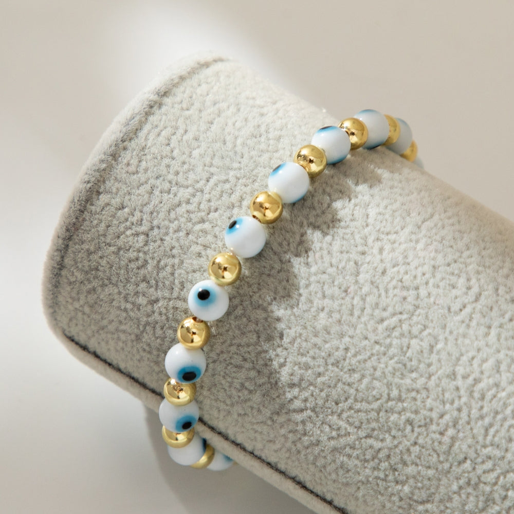 Casual Natural Stone Beaded Eye Bracelet