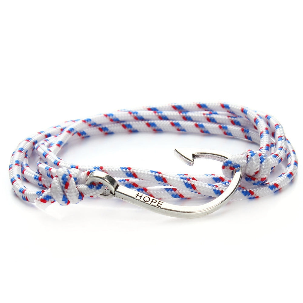 Sky Blue Fishhook Alloy Rope Layered Unisex Bracelet