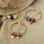 Casual Minimalist Multi-Color Crystal Beaded Titanium Steel 18K Gold Plated Open Bangle