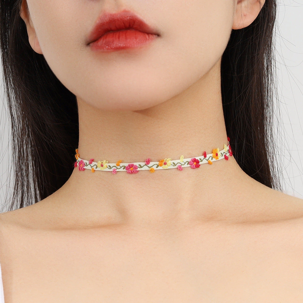 Casual Floral Linen Alloy Handmade Women's Fashion Choker Necklace