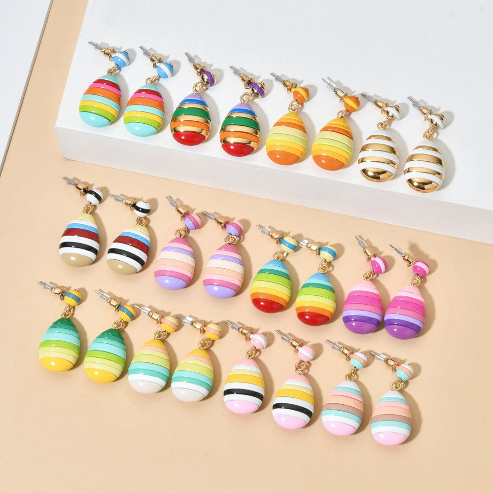 Casual Geometric Alloy Enamel Women's Drop Earrings - Multicolor Fashion Statement