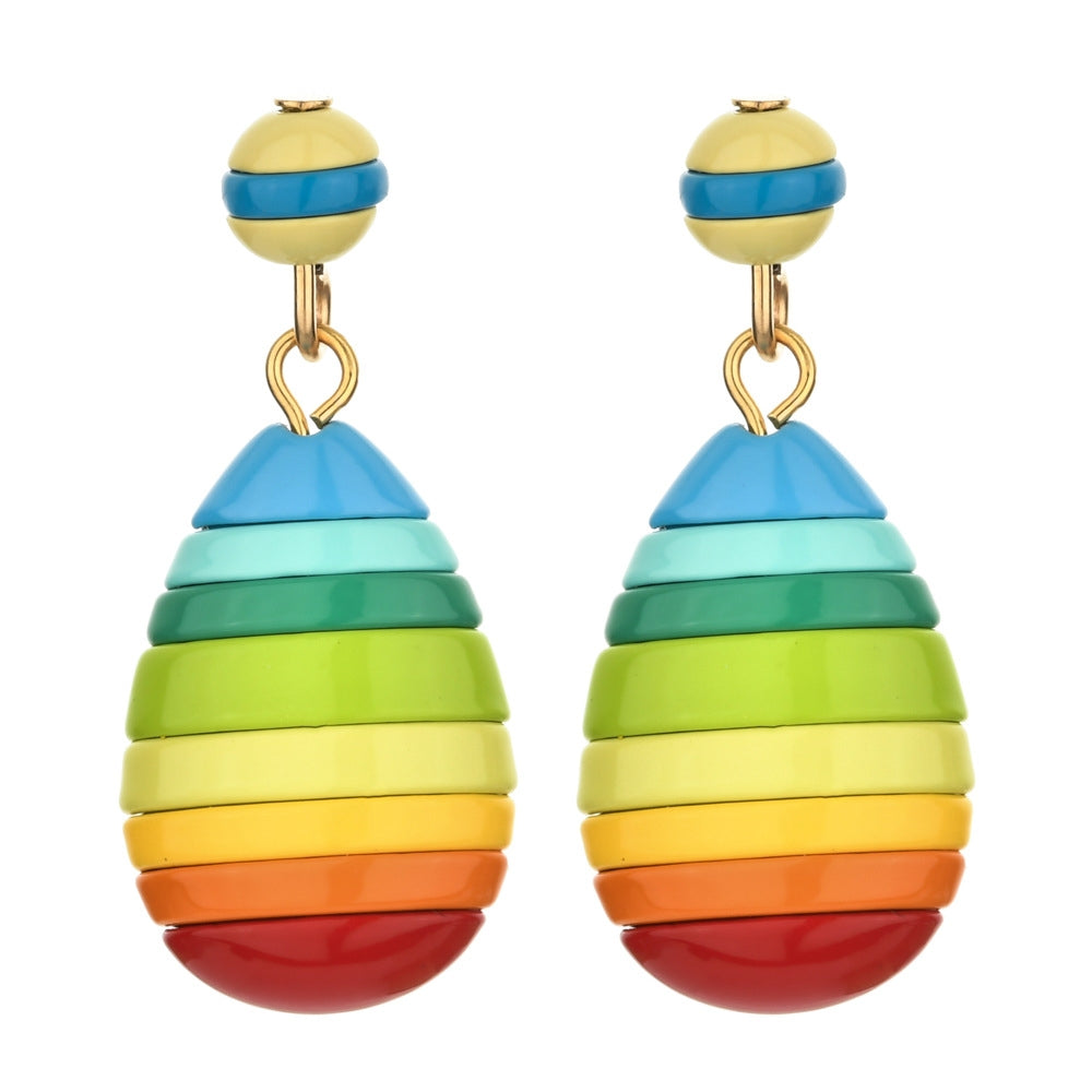 Casual Geometric Alloy Enamel Women's Drop Earrings - Multicolor Fashion Statement