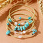 Casual Geometric Pearl & Turquoise Bead Stacked Bracelet Set - Women's Summer Jewelry 2024