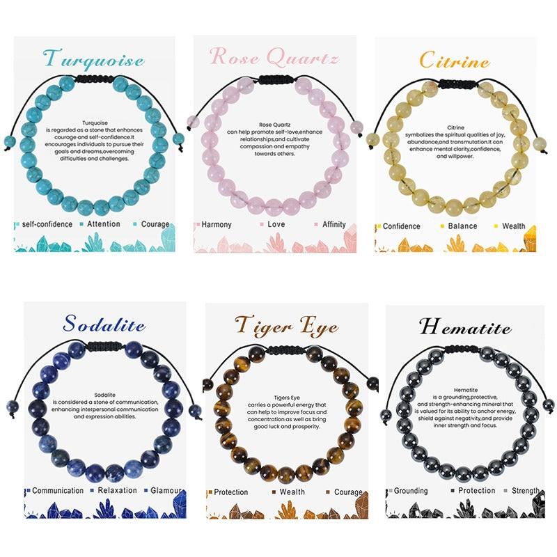 Casual Geometric Natural Stone Handmade Rope Bracelets with Card Elements