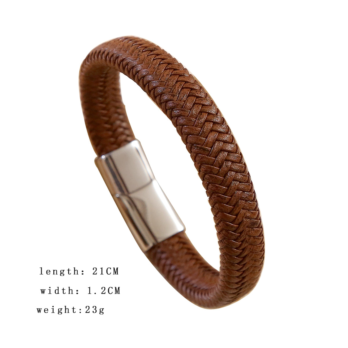 Casual Geometric Stainless Steel Leather Men's Braid Bracelet with Magnetic Buckle