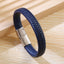 Casual Geometric Stainless Steel Leather Men's Braid Bracelet with Magnetic Buckle