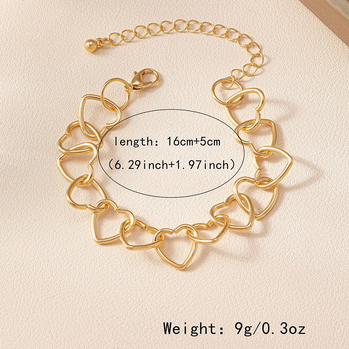 Casual Heart Shape Alloy Chain Bracelet