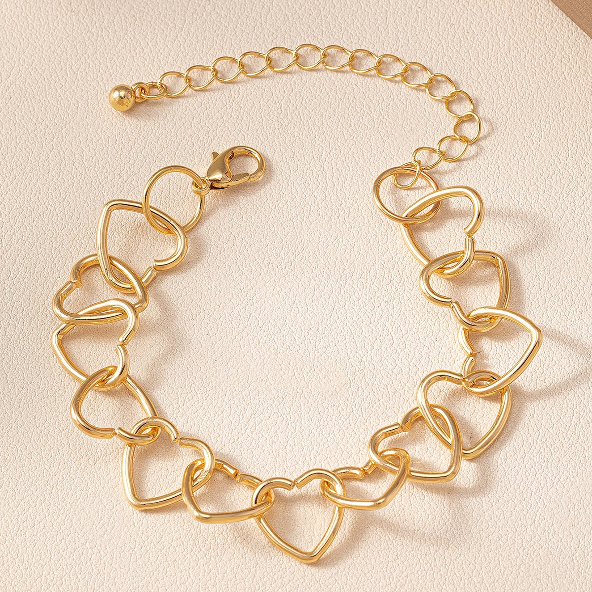 Casual Heart Shape Alloy Chain Bracelet