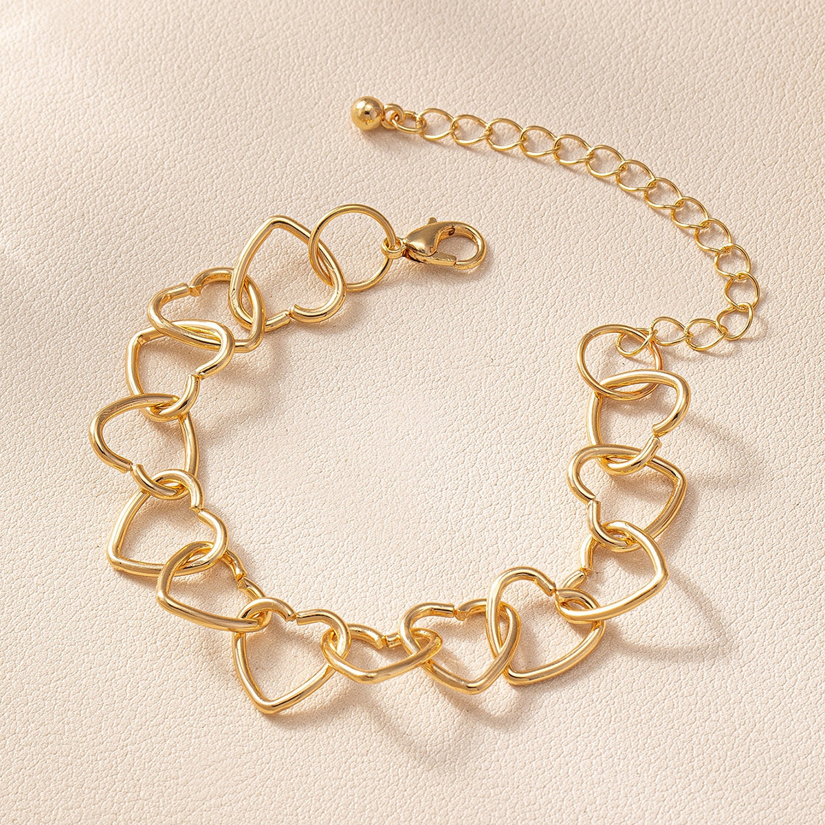 Casual Heart Shape Alloy Chain Bracelet