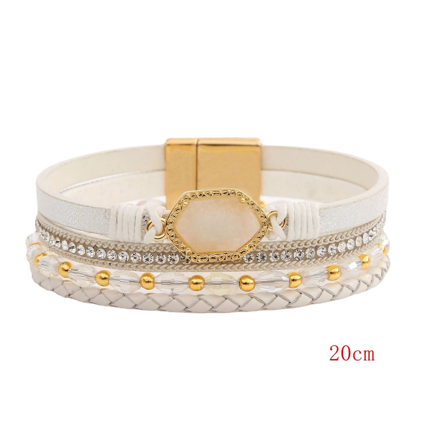 Casual Heart Shape PU Leather Rhinestone Women's Bracelet