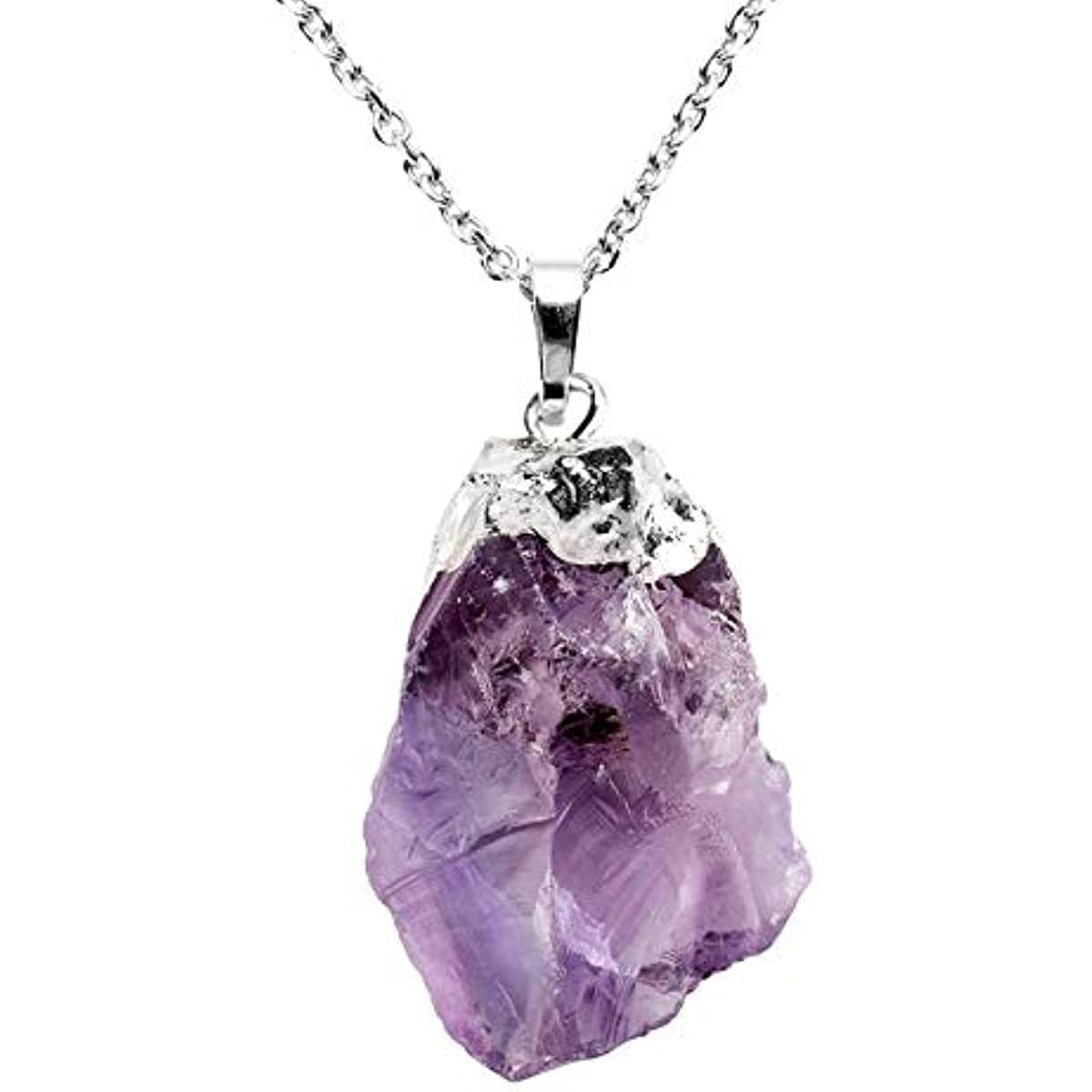 Casual Irregular Crystal Amethyst Pendant Necklace