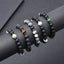 Unisex Natural Stone Beaded Bracelet - 8mm Black Lava & Frosted Stone Jewelry