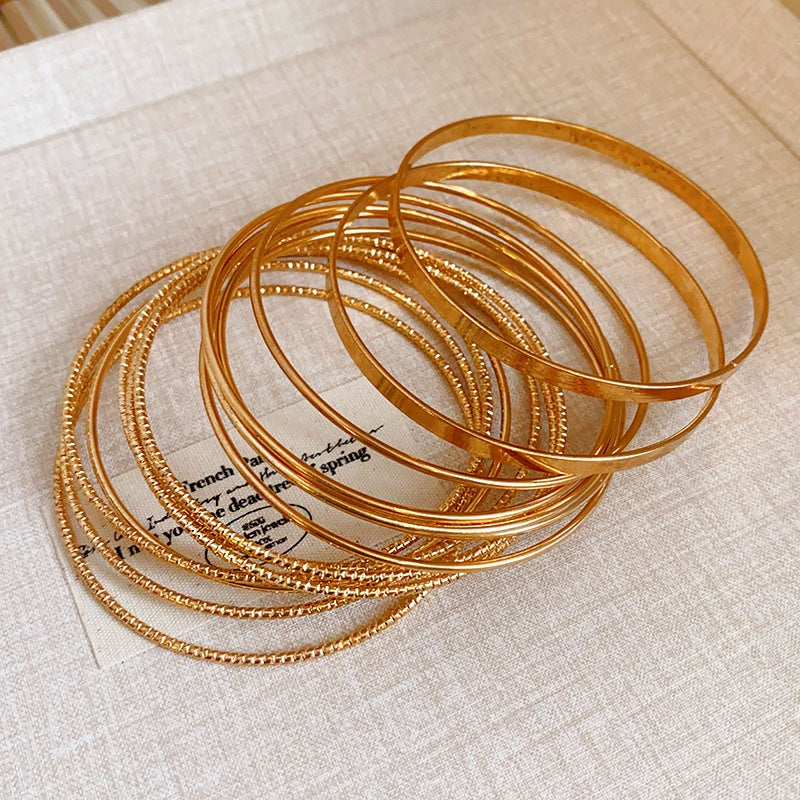 Casual Minimalist Alloy Bangle Set - Fashion Statement Jewelry