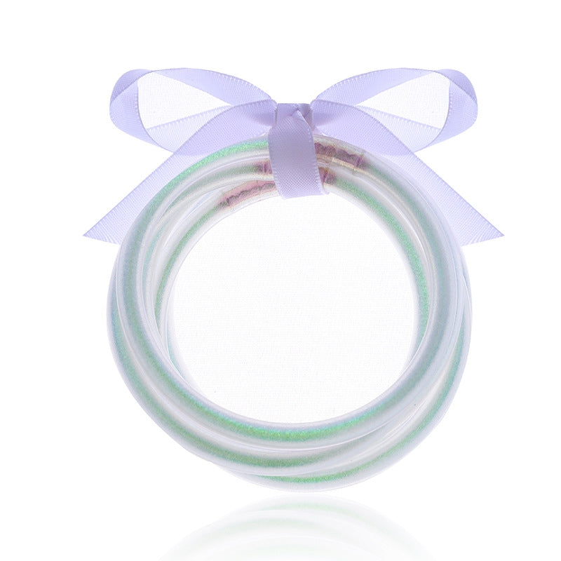 Casual Solid Color Bow Knot Gold Foil Women's Silicone Wristband Bracelet
