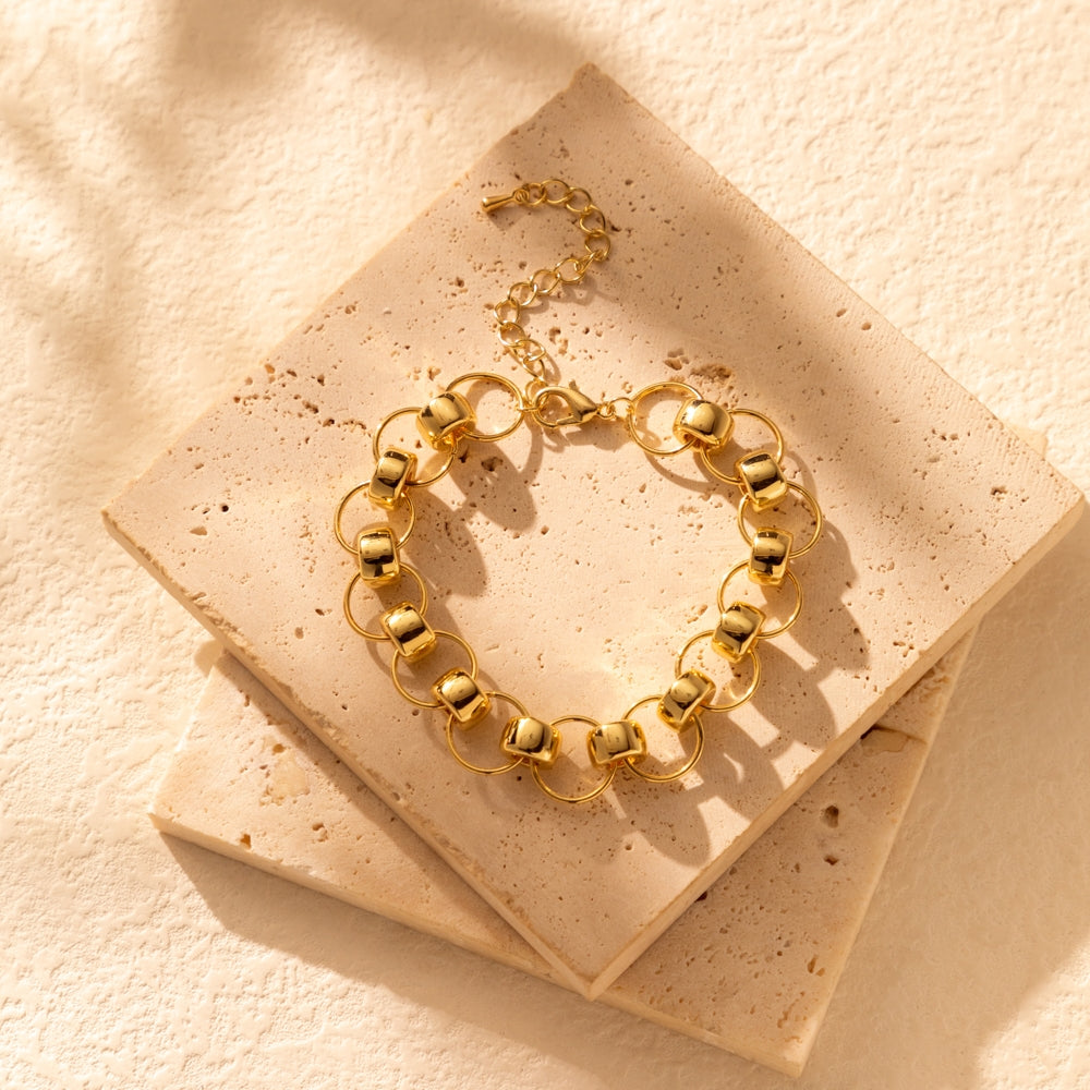 Casual Solid Color Metal Chain Hollow Women's Bracelet