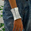 Casual Minimalist Engraved Open Cuff Bangle for Women