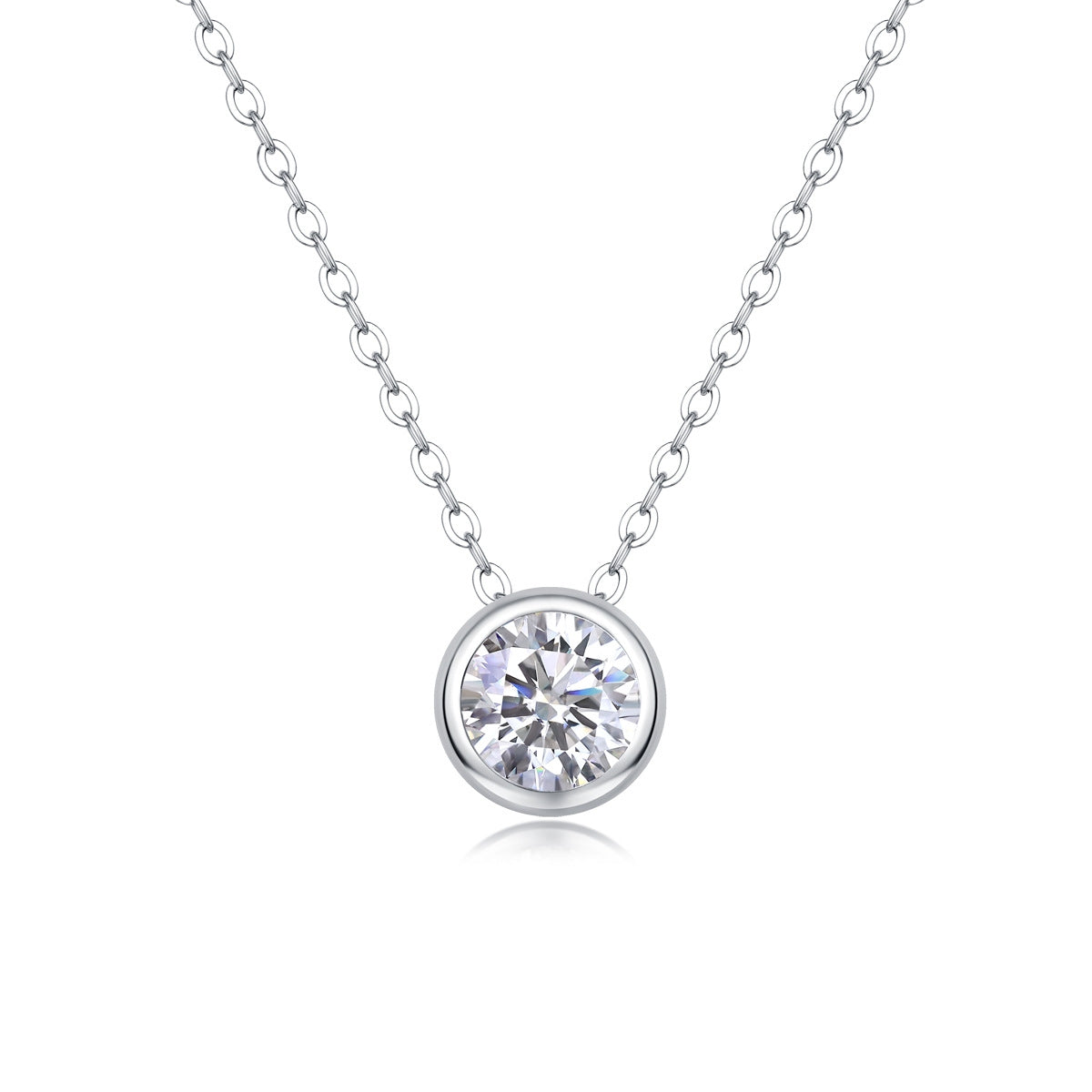 Casual Sterling Silver Moissanite Pendant Necklace