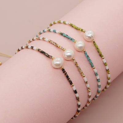 Casual Bohemian Freshwater Pearl Bracelet with Rice Bead Jewelry for Women