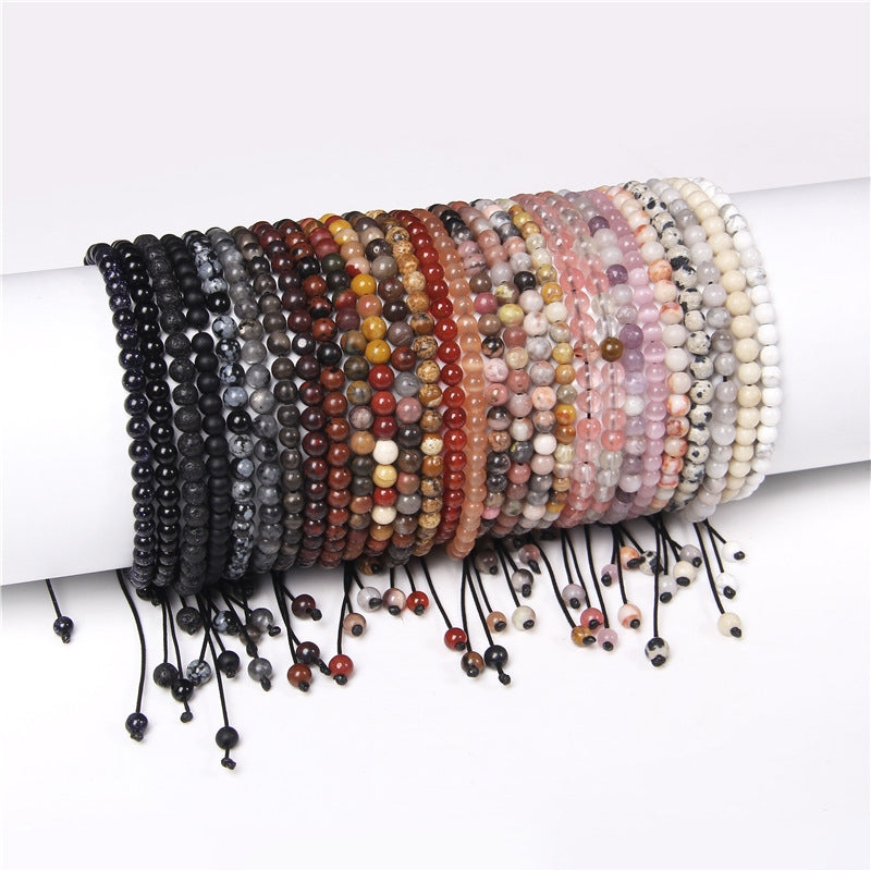 Casual Natural Agate Stone Adjustable Knitting Bracelet