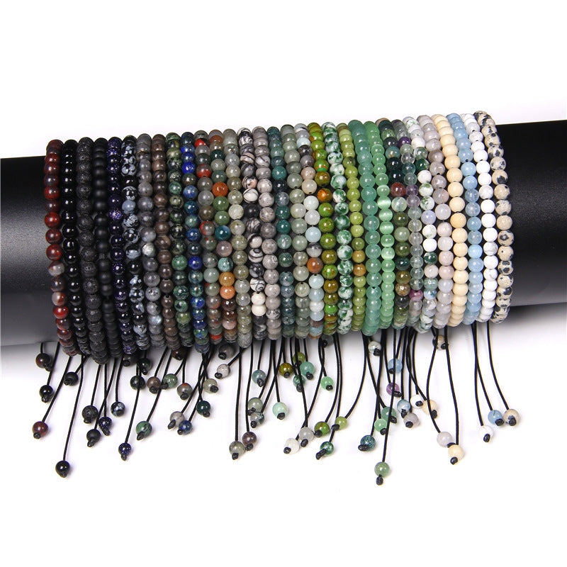 Casual Natural Agate Stone Adjustable Knitting Bracelet