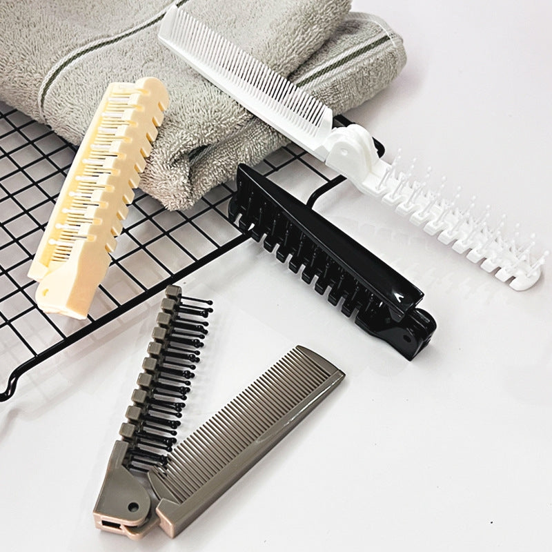 Casual Solid Color Double Tooth Folding Massage Comb for Hairdressing