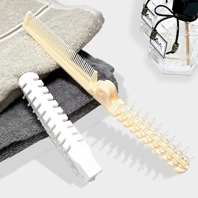 Casual Solid Color Double Tooth Folding Massage Comb for Hairdressing