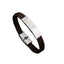 Casual Stainless Steel Leather Braid Men's Bracelet with Cowhide Rope and Buckle