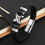 Casual Solid Color Stainless Steel Plated Men's Bangle with Vintage Letter X Leather Braided Bracelet