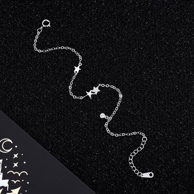 Sterling Silver Plated Star Zircon Bracelet - Korean Sweet Design Women's Fashion Jewelry Gift