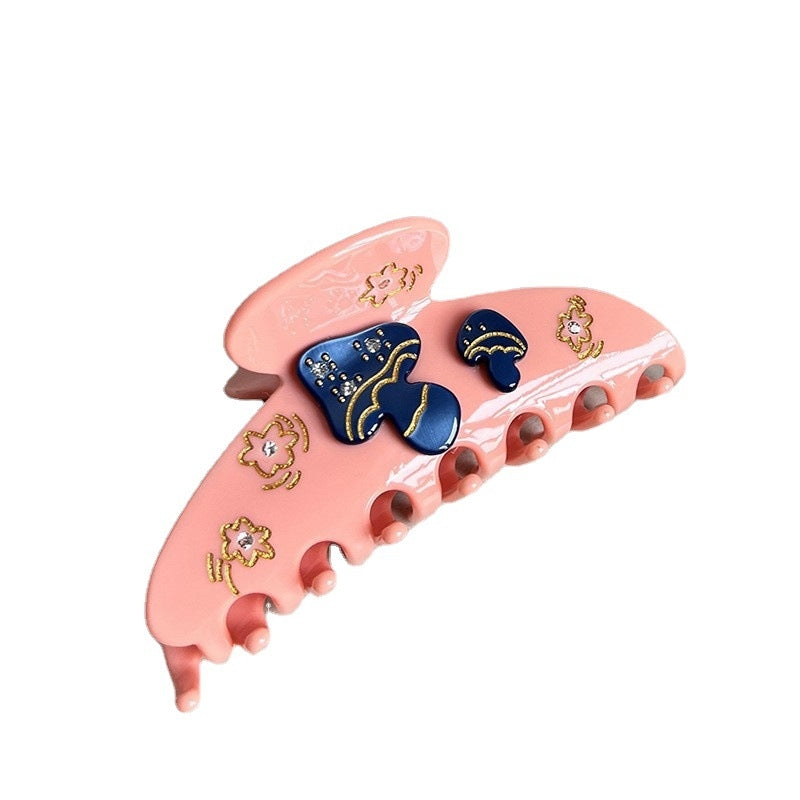 Casual Streetwear Pink Acetate Mushroom Hair Claw Clip