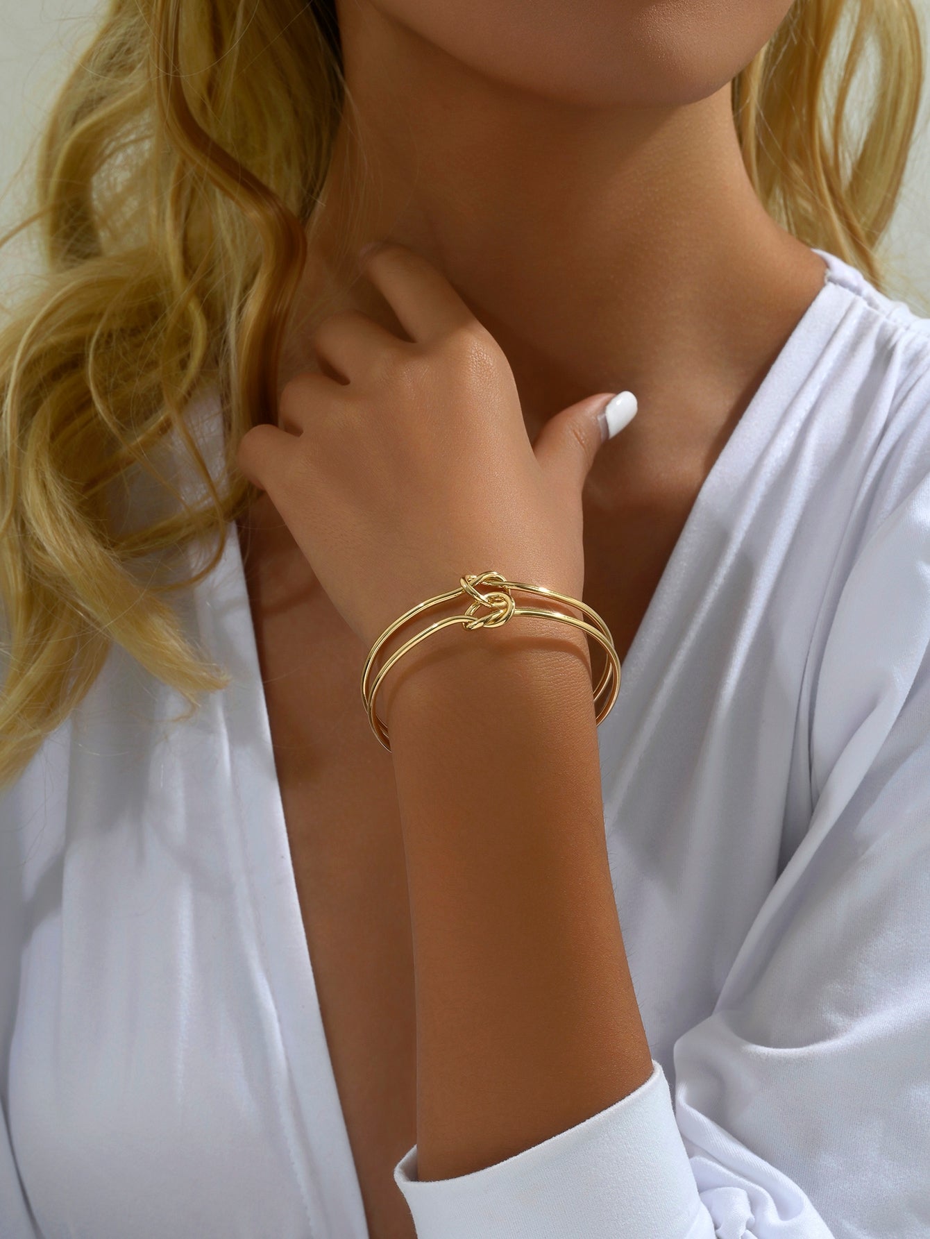 Casual Streetwear Solid Color Alloy Knotted Open Infinity Women's Bracelet