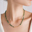 Emerald Green Geometric Crystal Beaded Necklace for Women