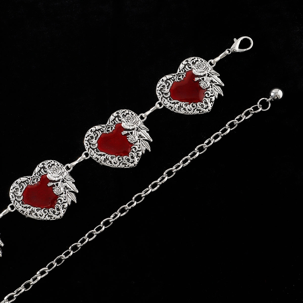 Bohemian Heart Shape Alloy Women's Adjustable Chain Belt with Ruby Embellishment