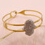 14K Gold Plated Stainless Steel Pineapple and Star Zircon Bangle Bracelet