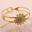 14K Gold Plated Stainless Steel Pineapple and Star Zircon Bangle Bracelet