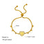 Vintage Heart Shape 18K Gold Plated Stainless Steel Rhinestone Adjustable Bracelet