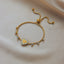 Vintage Heart Shape 18K Gold Plated Stainless Steel Rhinestone Adjustable Bracelet