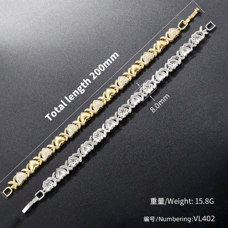 Vintage Geometric Zircon Inlay 18k Gold Plated Bracelet