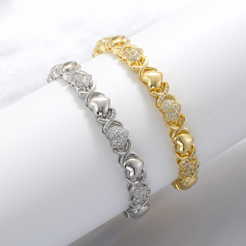 Vintage Geometric Zircon Inlay 18k Gold Plated Bracelet