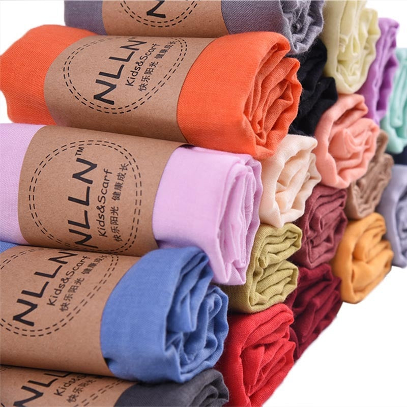 Children's Unisex Solid Color Cotton Linen Scarf - Outdoor Sun Protection Neck Wrap