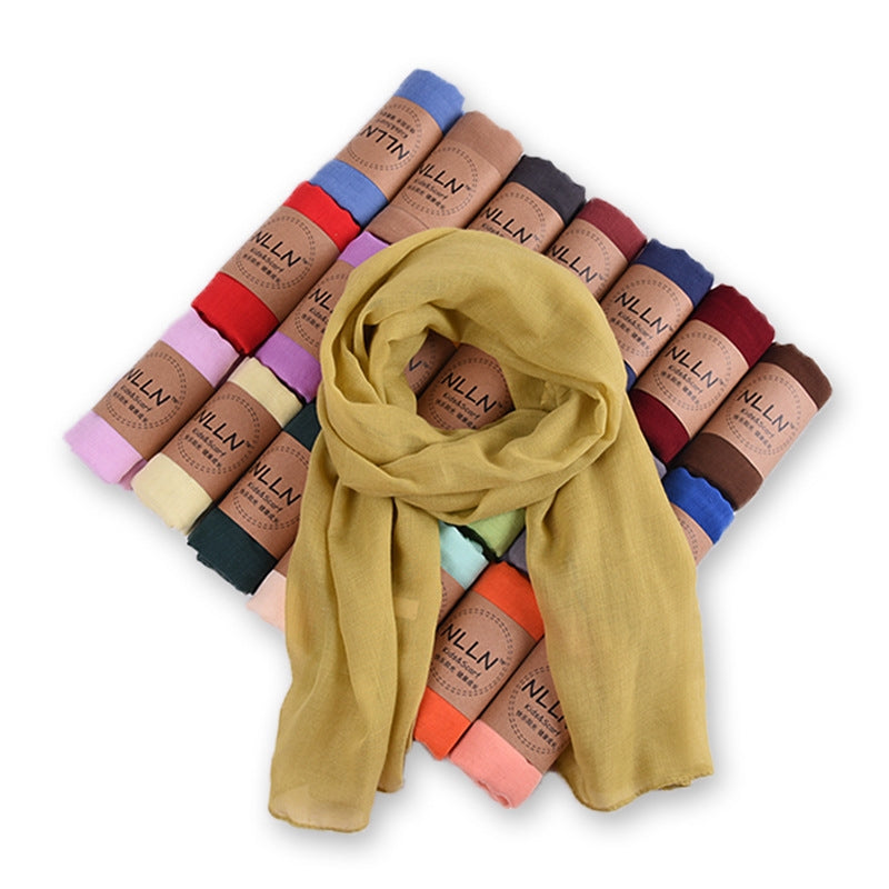 Children's Unisex Solid Color Cotton Linen Scarf - Outdoor Sun Protection Neck Wrap